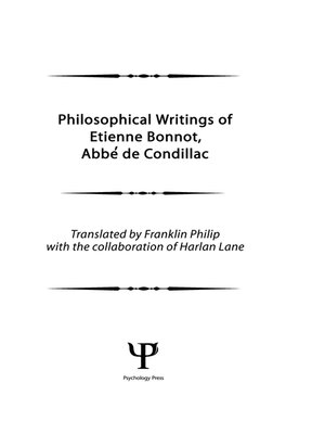 cover image of Philosophical Works of Etienne Bonnot, Abbe De Condillac